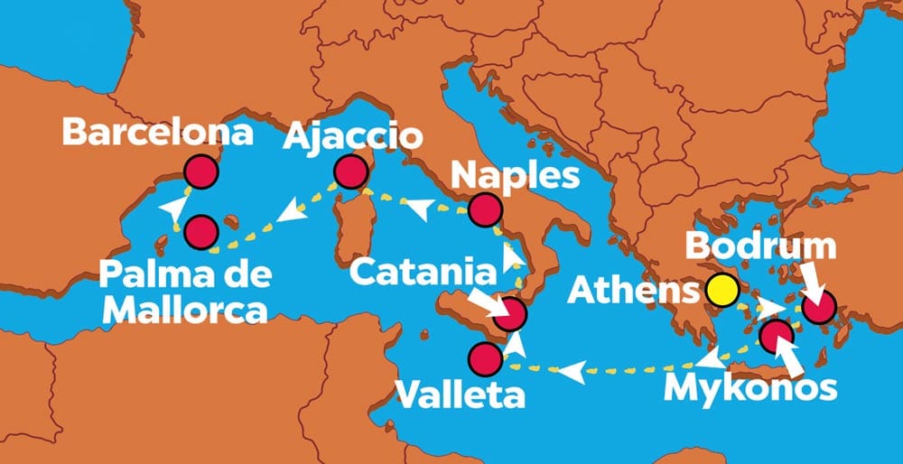 Atlantis Athens to Barcelona Map