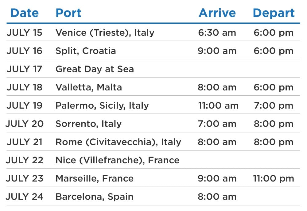 Atlantis Venice to Barcelona on Virgin Voyages itinerary